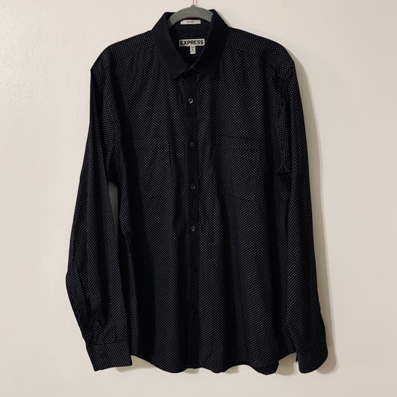 Men’s XL 17- 17 1/2 Fitted Polka Dot Button Shirt - Picture 13 of 14